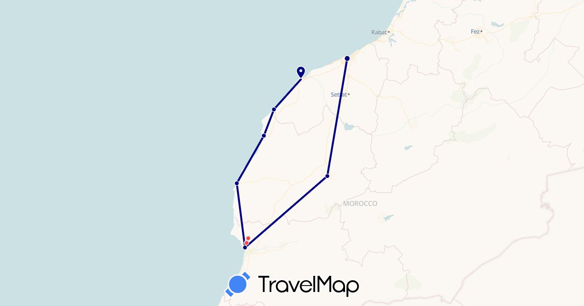 TravelMap itinerary: driving, hiking in Morocco (Africa)